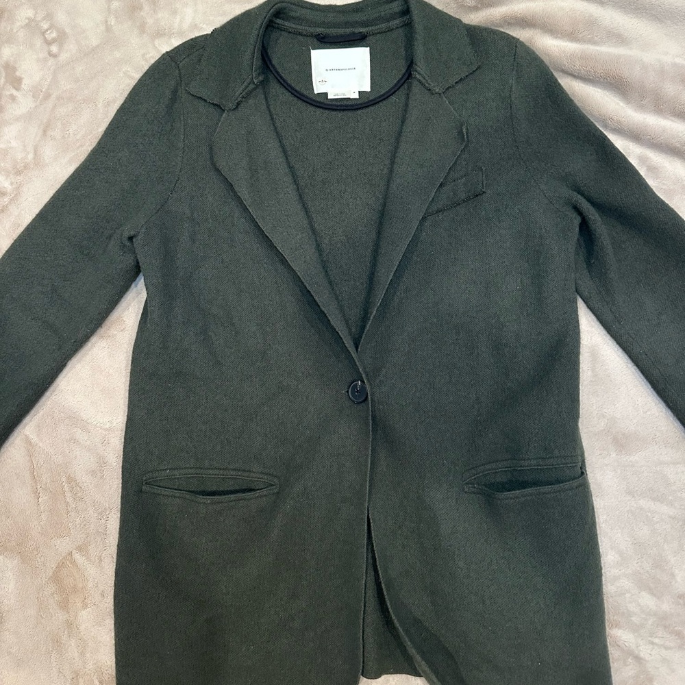 Anthropologie Wool-Blend Green Blazer